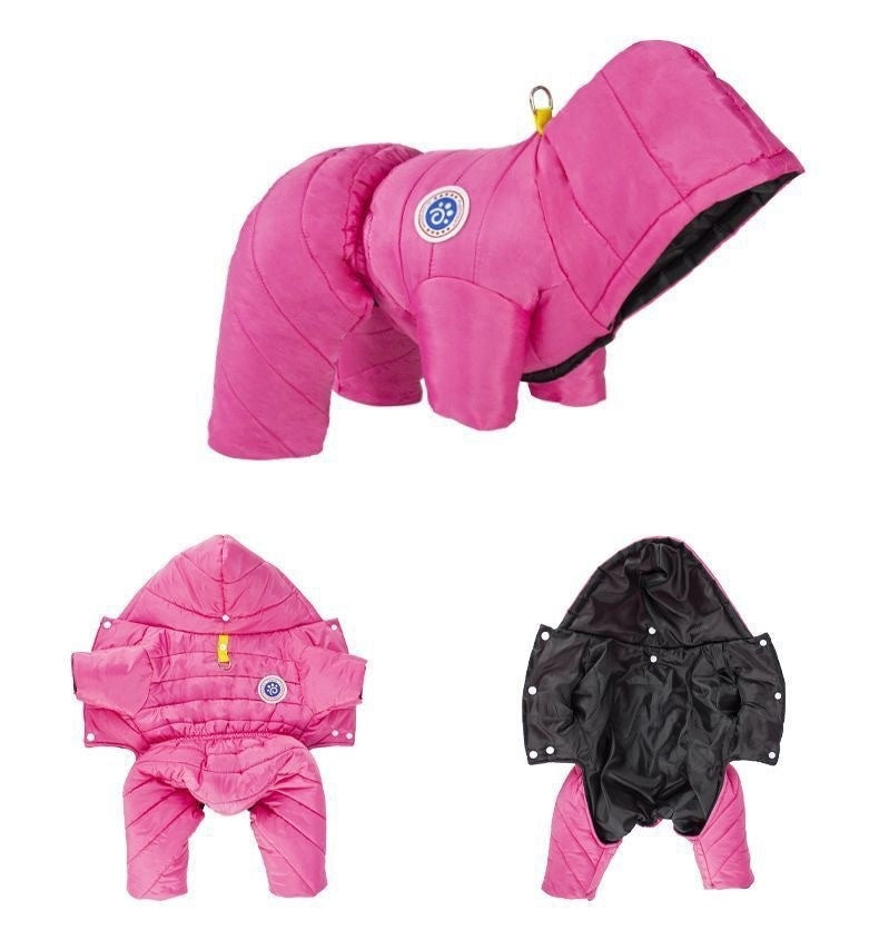 "Chamonix" Dog Down Jacket with Hood and Harness Ring - Full Protection 