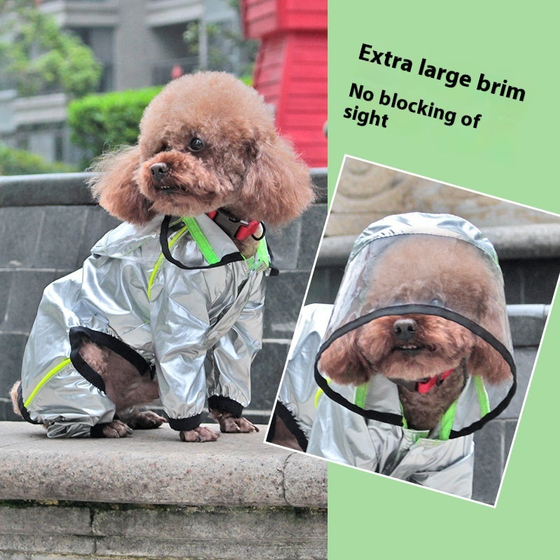 Impermeabile per Cani Argentato con Visiera | Pioggia 4 Zampe