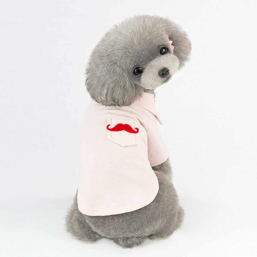Hundepoloshirt Modell „Mustache“ mit Tasche und Schnurrhaarstickerei