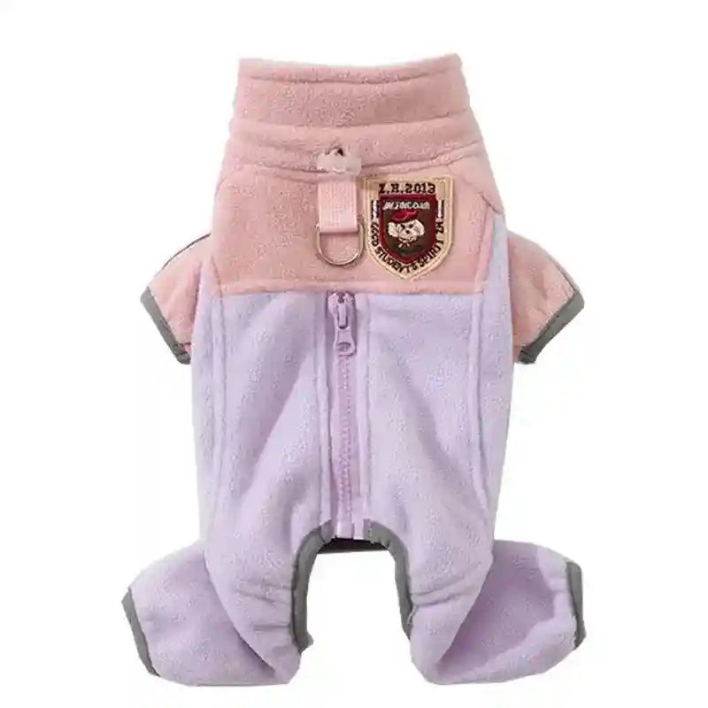 Mono de forro polar para gatos - 4 patas con cremallera frontal