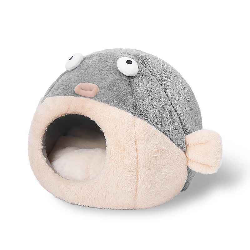 Cuccia Pesce Palla per Gatti - Morbida Grigio Beige by Dog Moda