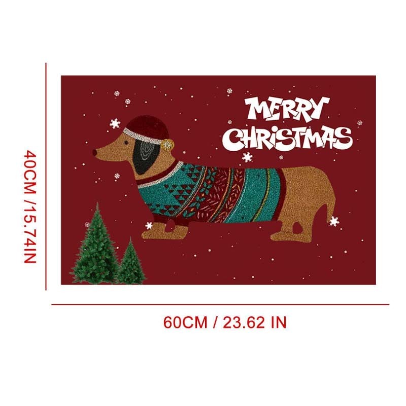 Zerbino Natalizio con Bassotto - "Christmas Dachshund Sausage Dog Doormat"