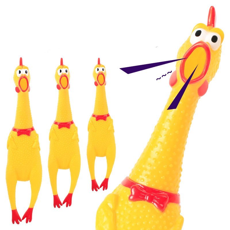 Dog Toy "Screaming Chicken" - Yellow Chicken Sound Anti-Stress