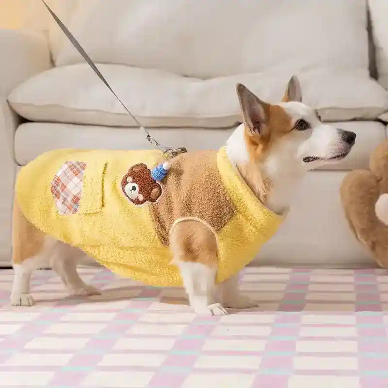 Cappotto Trapuntato Pile Cani con Orsetto Ricamato 3D by Dog Moda