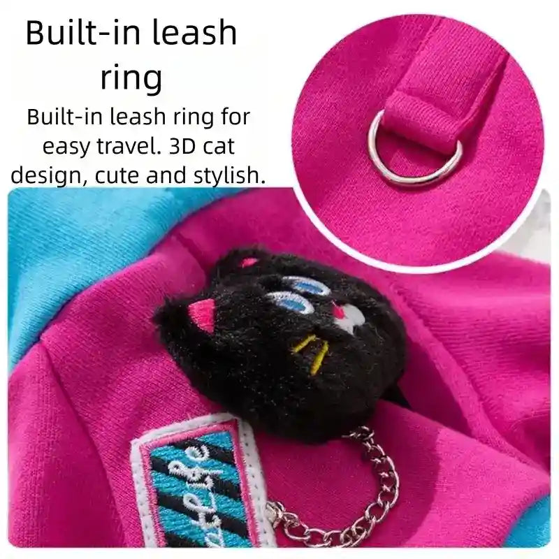 Sudadera para perros con capucha Dopamine rosa azul con gancho para correa