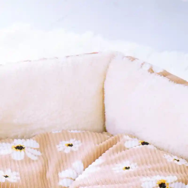 八角形の花柄犬猫用ベッド - ソフトクッション