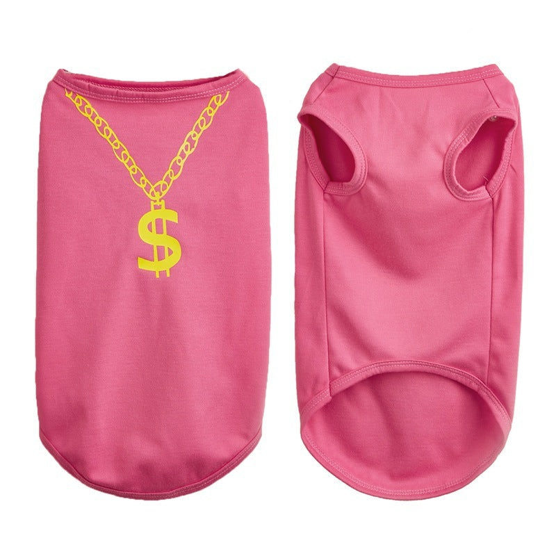 Maglia Cane Smanicata Dollar | Vest Estivo con Collana | Dogmoda