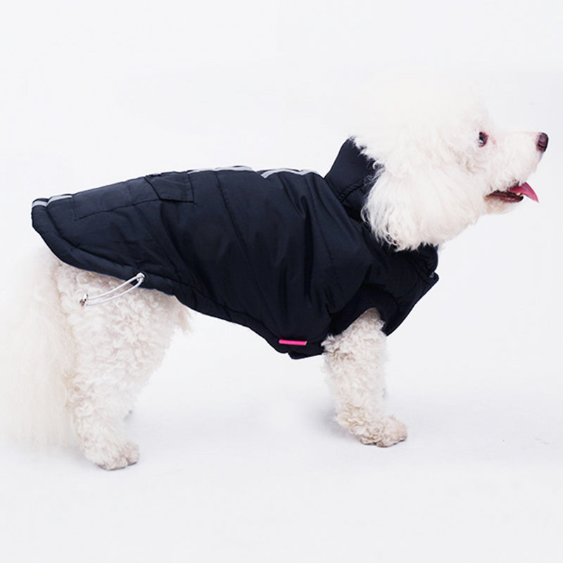 Padded fleece raincoat with hood and reflective inserts, "San Jose" model