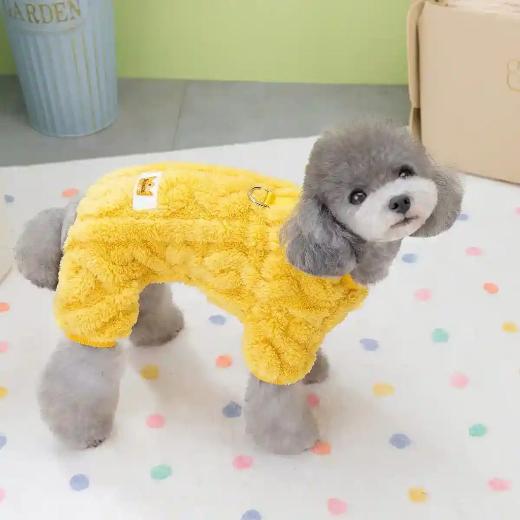 ダダグー犬用フリースつなぎ - リード付き4足パジャマ