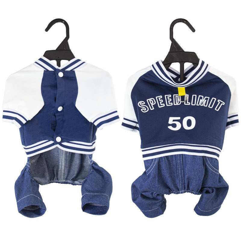"Speed ​​Limit" Dog Coat - Sweatshirt with Harness Ring and Denim