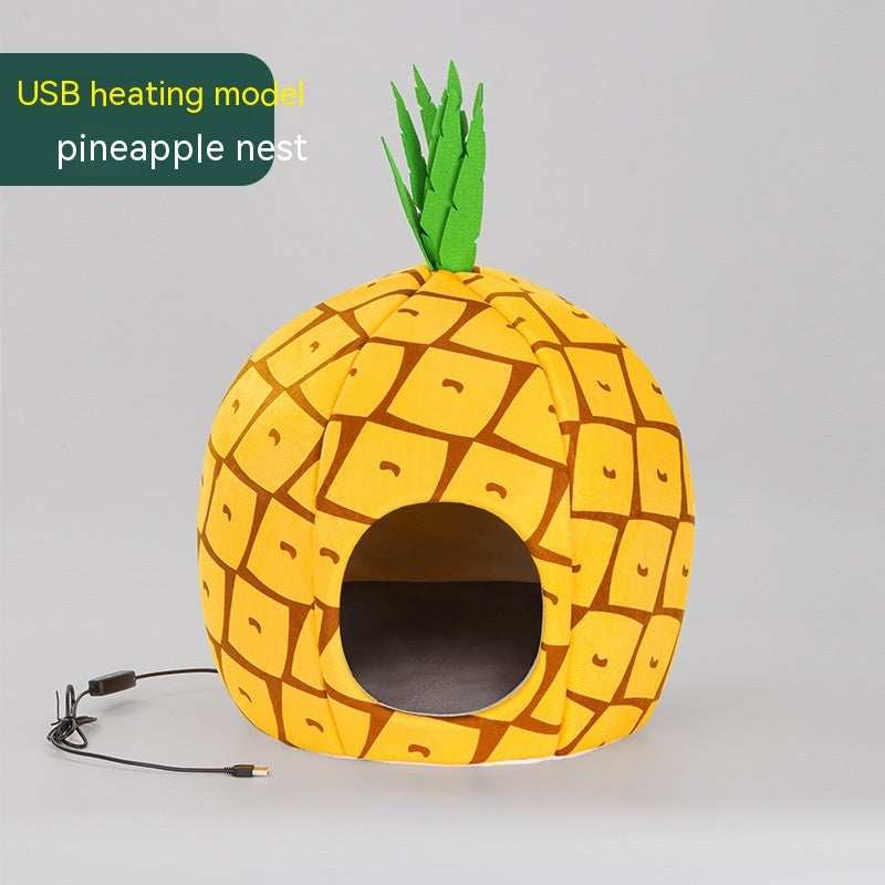 Cuccia Riscaldante per Cani e Gatti con Timer e USB – Modello Ananas o Mostro