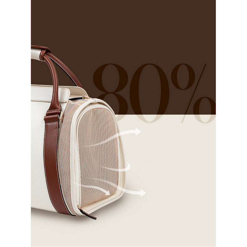 Trasportino Lusso VocoO per Cani e Gatti - Ecopelle Bianca e Zainetto