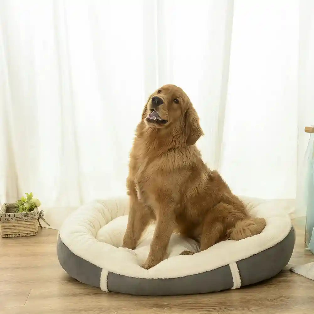 犬と猫用ラムウールフリースのオーバルベッド