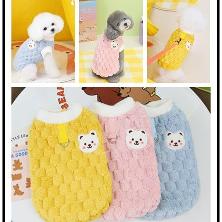 Maglia per Cani in Pile con Cappuccio - Stile Turtle e Orsetto