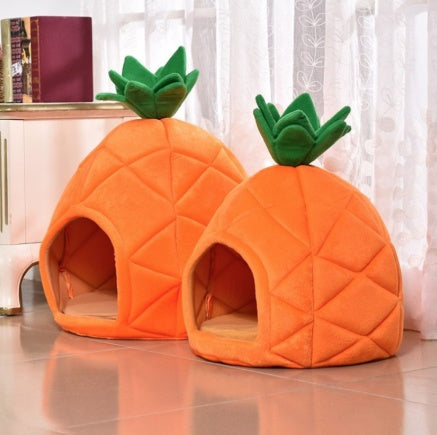 Lettino Ananas Arancione con ciuffetto per cani