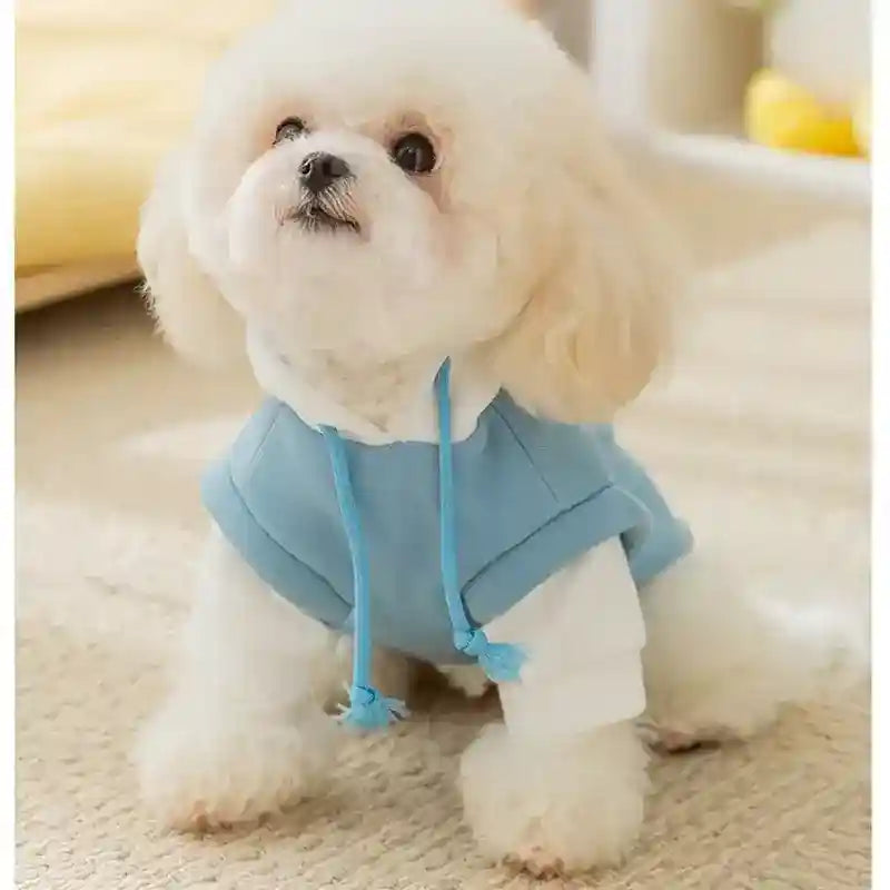 かわいい子犬のフリースパーカー 犬と猫用 - フードとリング付き