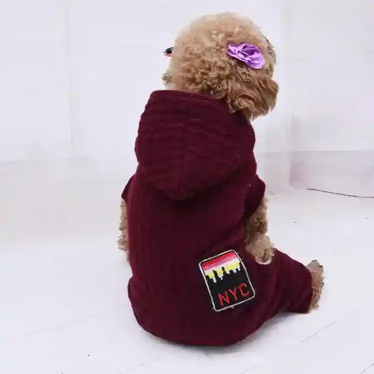 Tutina NYC Cani 4 Zampe - Cappuccio e Pile Caldo by Dog Moda