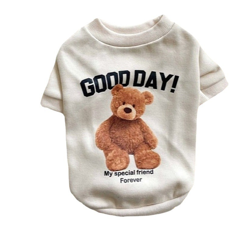 "Good Day" Bear Print Dog Hoodie - Style and Comfort for Your Dog
