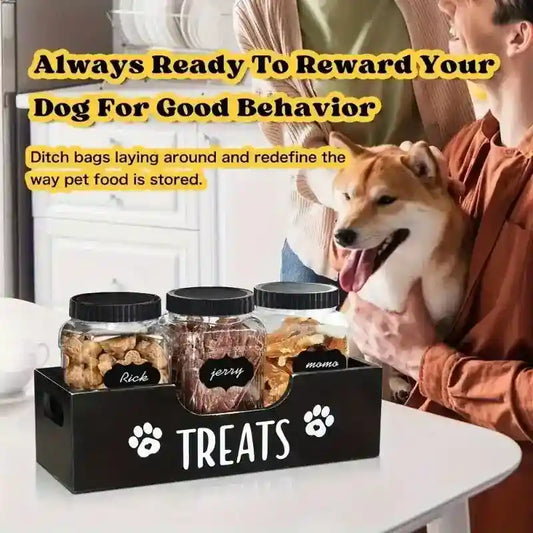 Porta Snack per Cani Treats - Contenitore con 3 Barattoli by null
