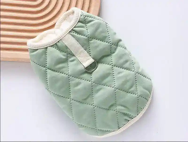 Abrigo Acolchado para Perros Sin Mangas - Amarillo Verde Cálido
