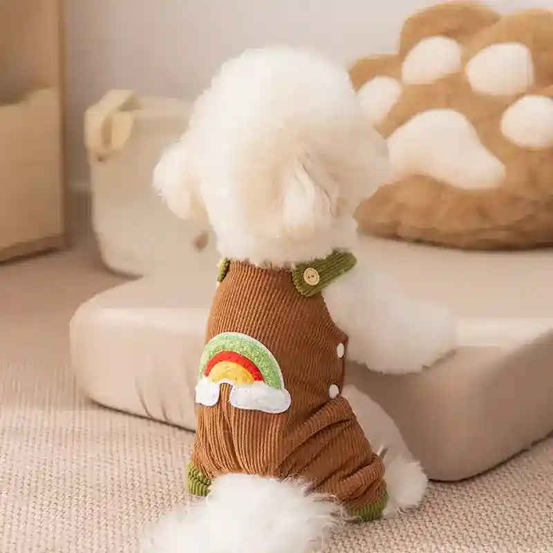 Salopette Arcobaleno Velluto Cani con Bretelle 4 Zampe by Dog Moda