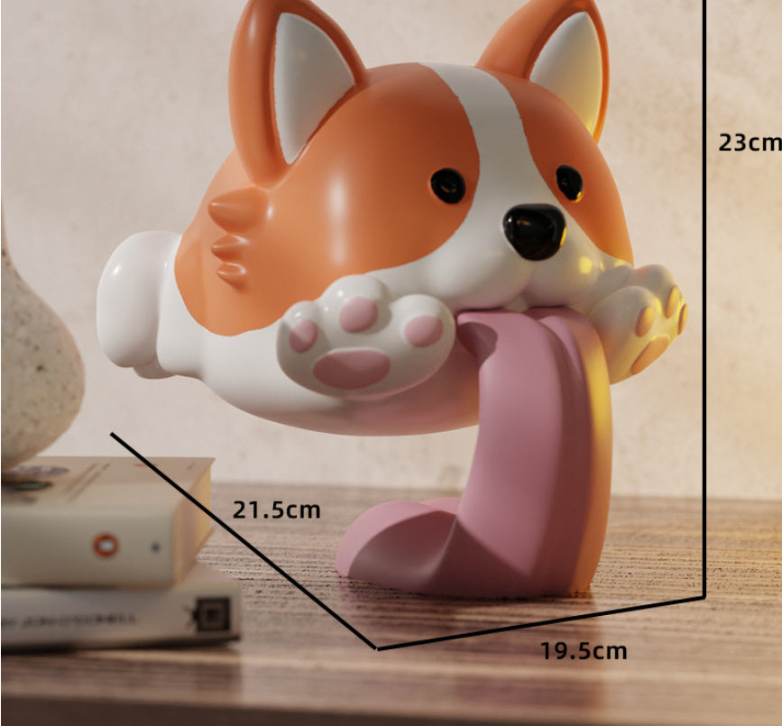 Statua Corgi in Salto - Decorazione Resina Simpatica