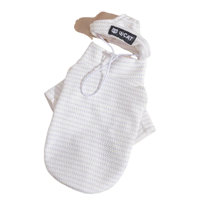 Maglia a Maglia con Cappuccio per Gatti e Cani - Bianca