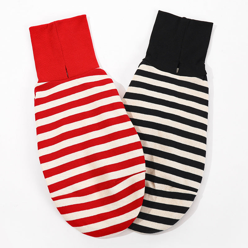 "Chouchou Pet" Striped Greyhound Sweater with Foldable High Neck