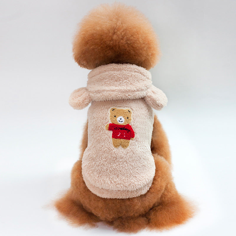 Teddy Bear Dog Coat - Fleece with Hood and Ears