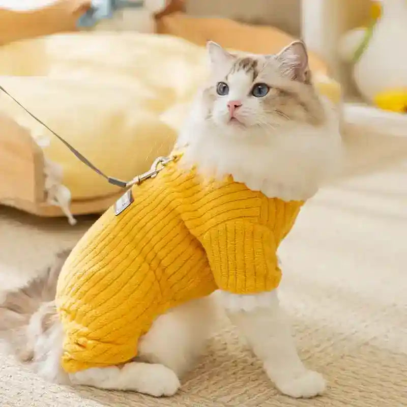 イージリーサティスファイド 犬猫用ジャンプスーツ - イエローリブ トレンディ