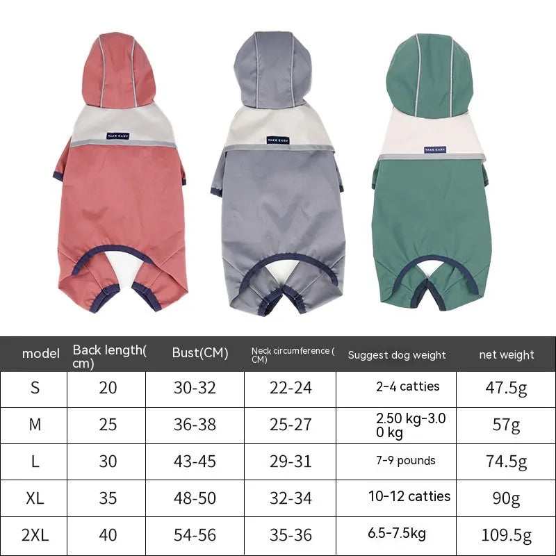 "STORM" Dog Raincoat - Full Protection with Hood and Harness Hole