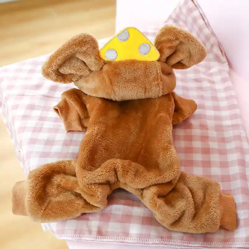 Abrigo para Perros 4 Patas de Forro Polar con Capucha - Orejas de Ratón