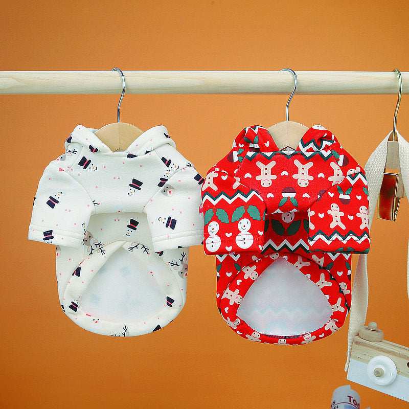 Cappotto in Pile per Cani con Pettorina | Fantasie Natalizie Rosso e Bianco