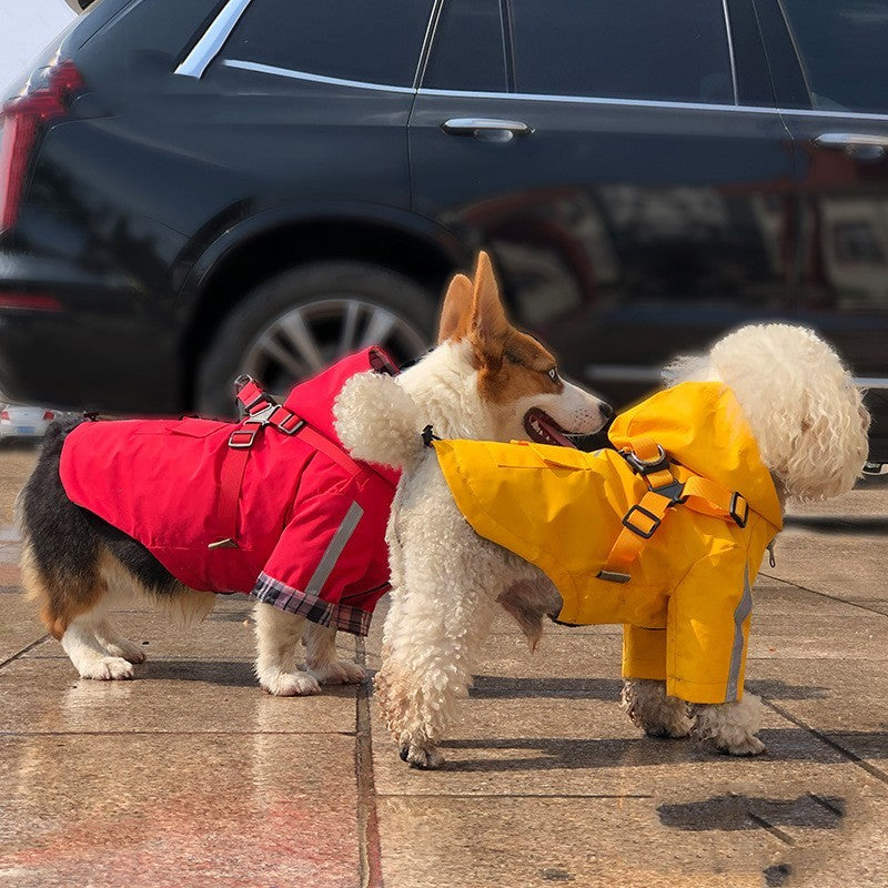 Impermeabile per Cani con Pettorina Regolabile - Modello "RainZip"