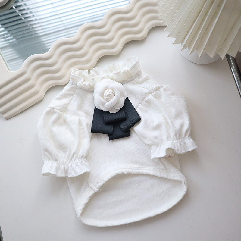 Maglia per Cani Camellia con Fiocchetto | T-shirt Princess Bianca