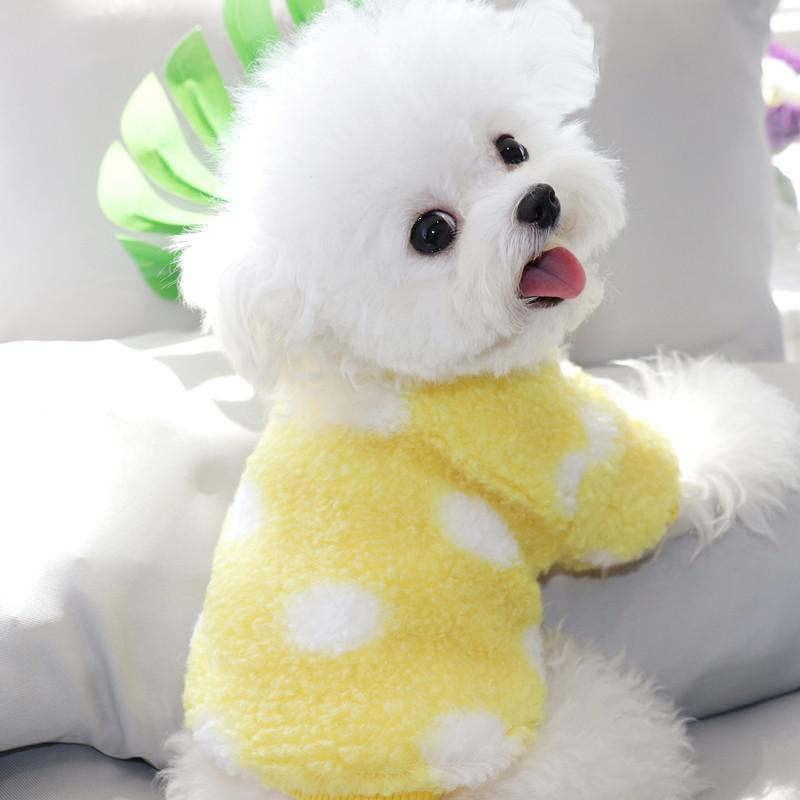 Fleece Coat for Dogs "Pomeranian" Polka Dot Pattern with Abdomen Zip