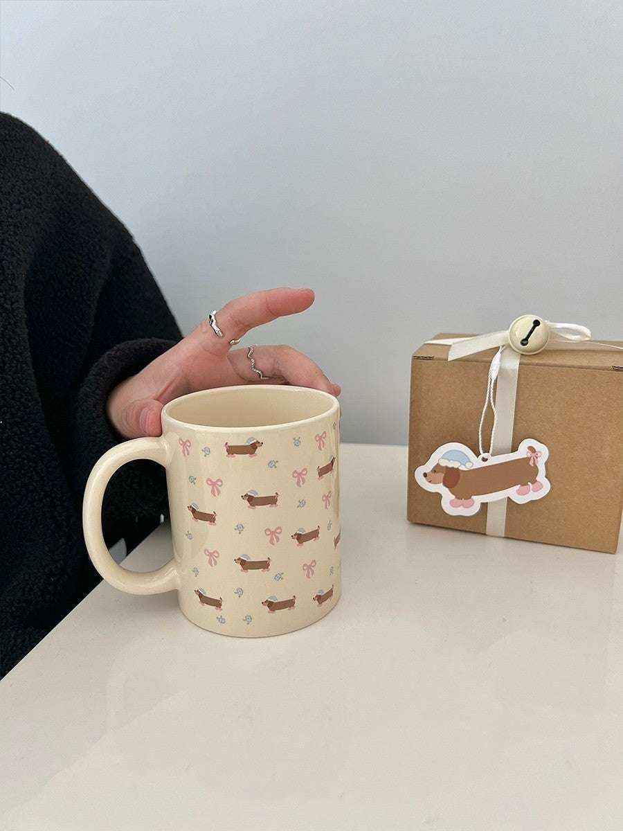 Tazza Bassotto con Fiori in Ceramica 350ml – Idea Regalo Cane