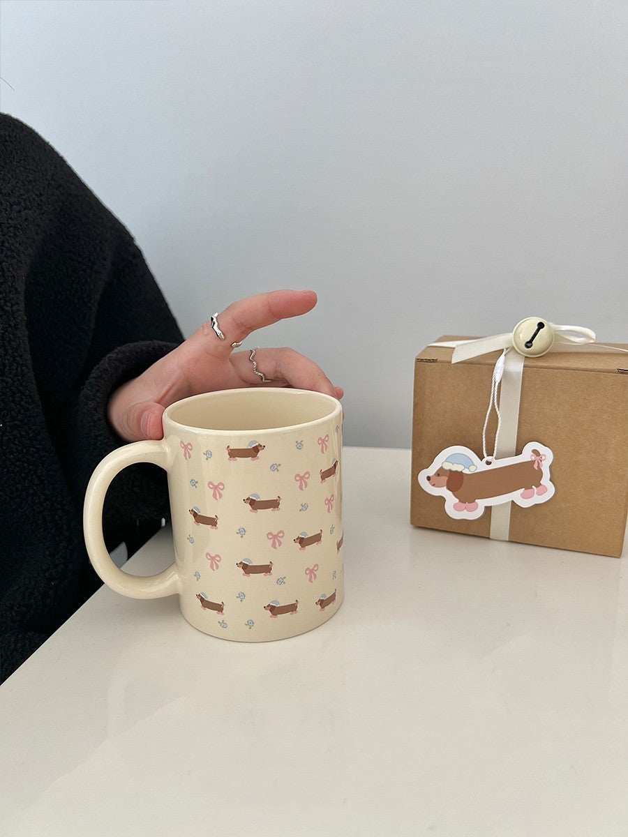 Tazza Bassotto con Fiori in Ceramica 350ml – Idea Regalo Cane