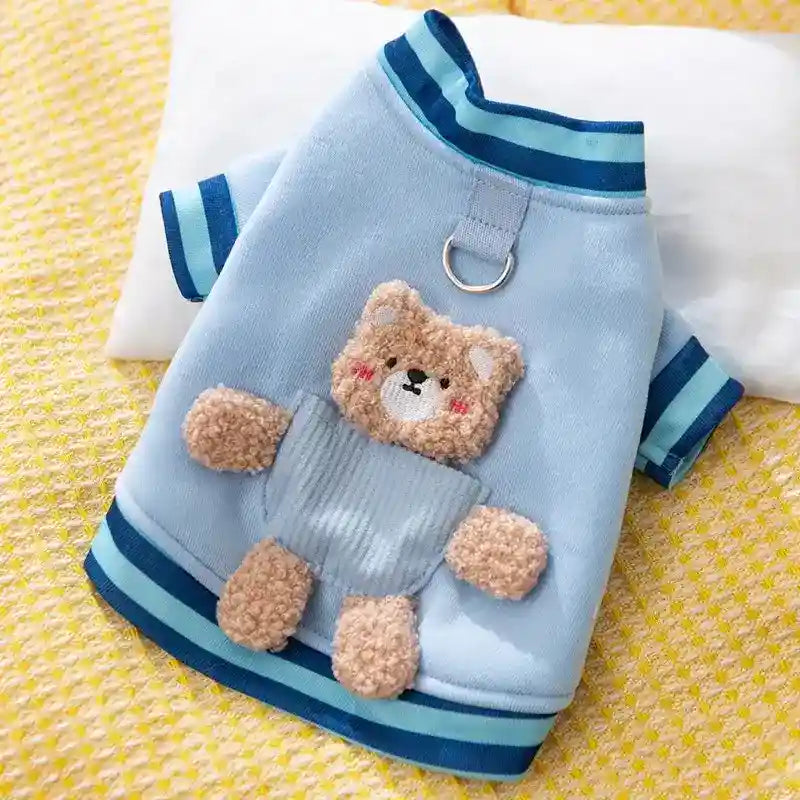 Maglia Orsetto per Cani - Ricamo 3D con Anello Pettorina by Dog Moda