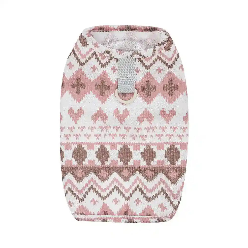 Maglione Peru per Cani con Anello Pettorina - Rosa e Beige by Dog Moda