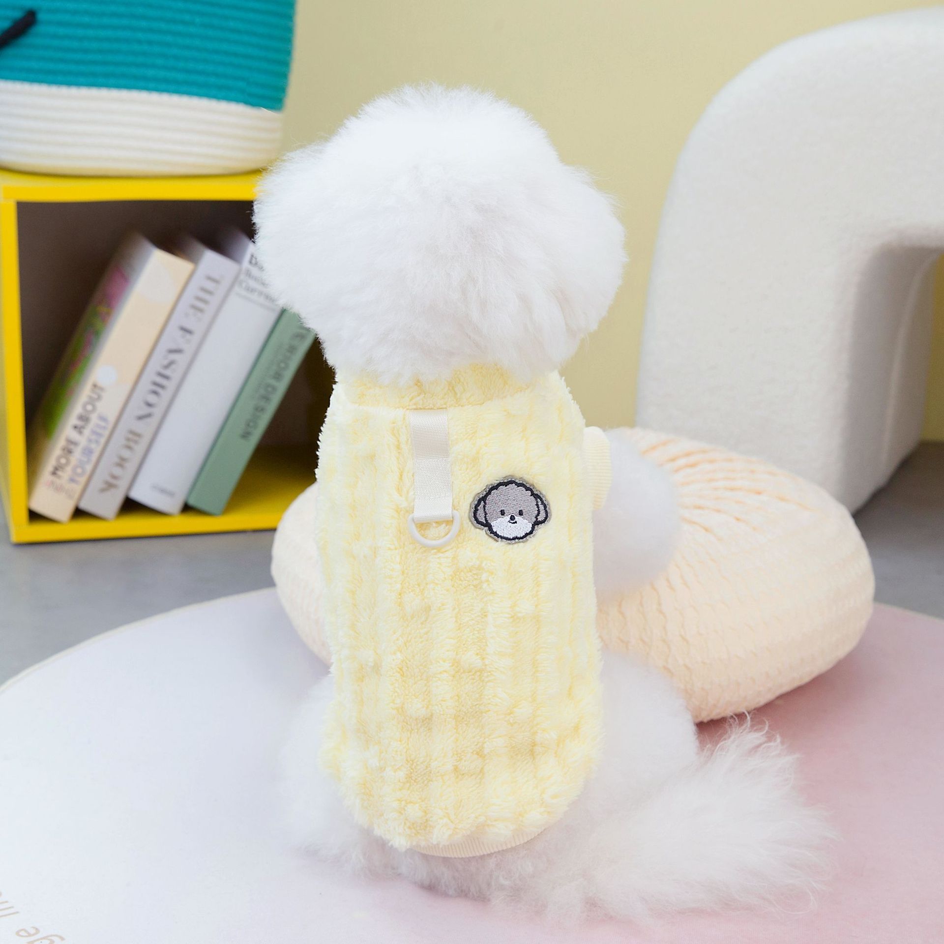 Cuddly Dog Sweater with Harness and Maltese Embroidery