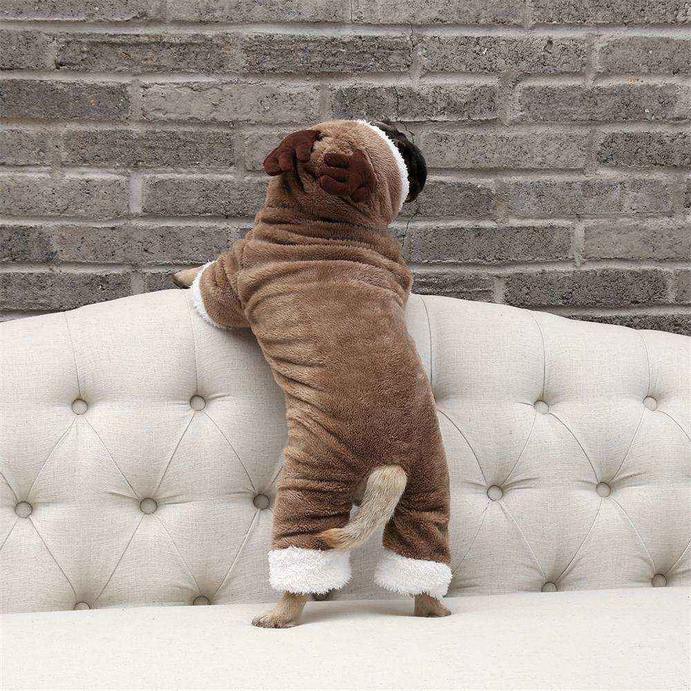 Cappotto Cani Renna Pile - Cappuccio Corna Marrone Caldo by Dog Moda