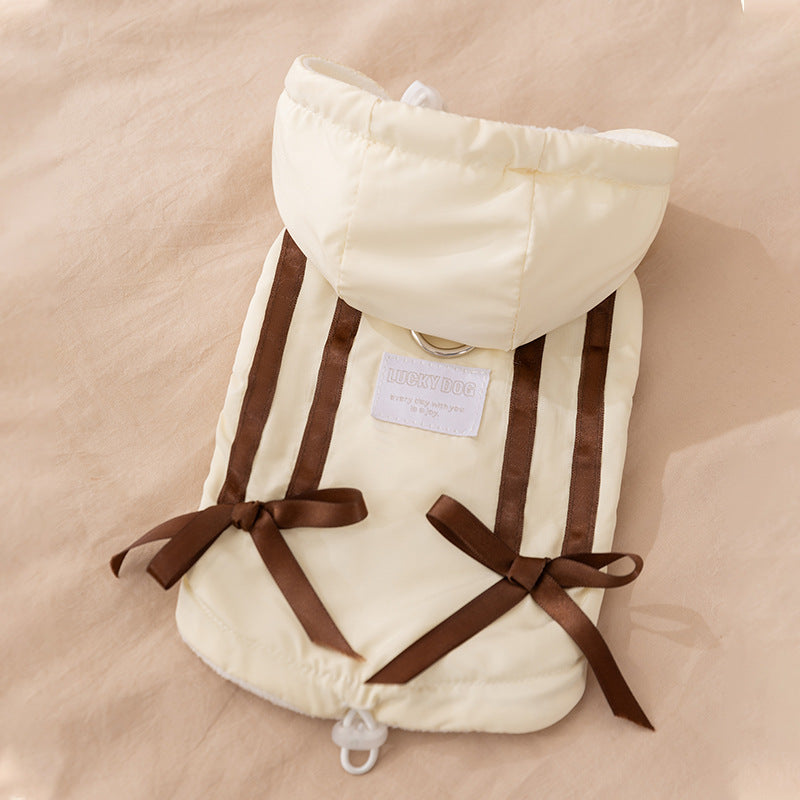 Cappotto Lucky Dog Smanicato con Cappuccio e Fiocco