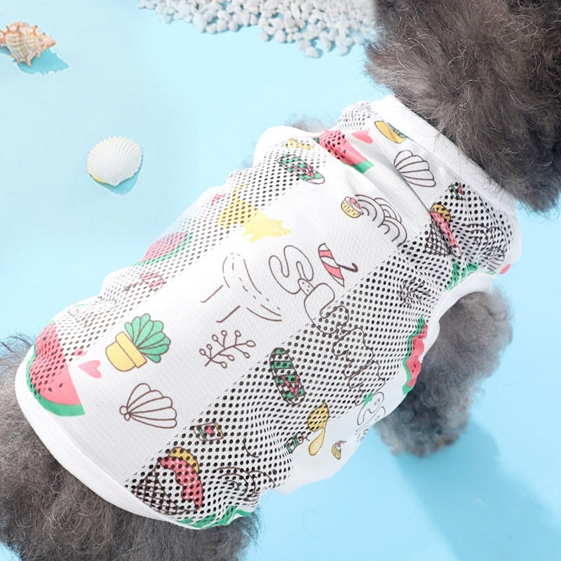 Maillot sans manches pour chiens avec motifs animaux - blanc respirant