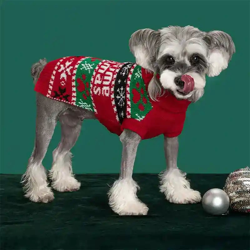 Maglione Natale Cani Fiocchi Neve Rosso Verde by Dog Moda