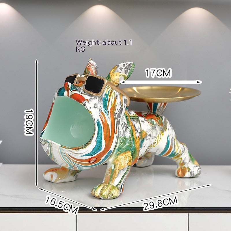 Portagioie Bulldog Bianco con Bocca Aperta – Design Moderno 29cm