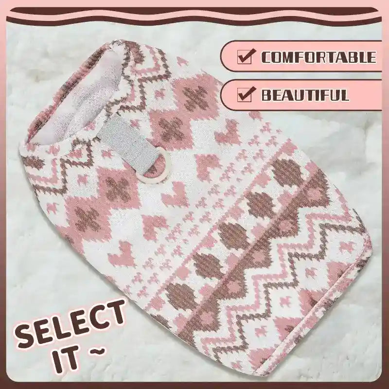 Maglione Peru per Cani con Anello Pettorina - Rosa e Beige by Dog Moda
