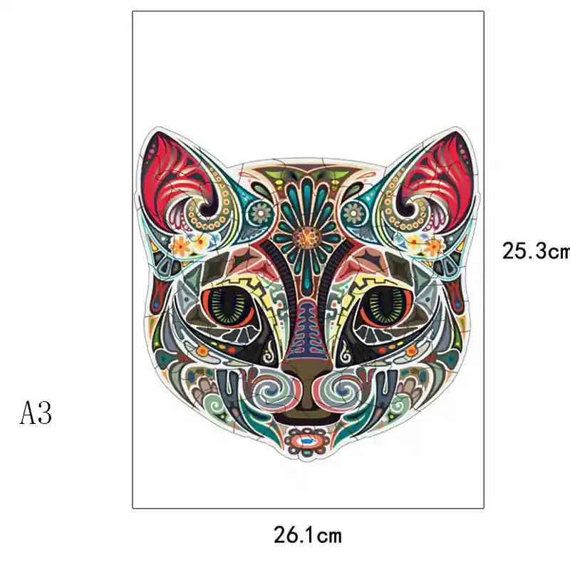 Puzzle Legno Gatto Fiori - Gioco Educativo Irregolare by Dog Moda