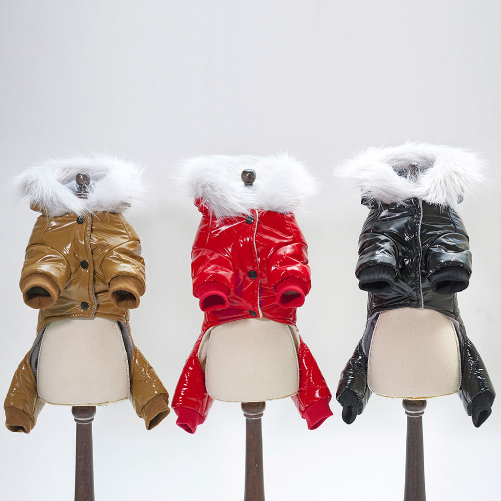 Waterproof Dog Down Jacket with Eco-Fur Hood