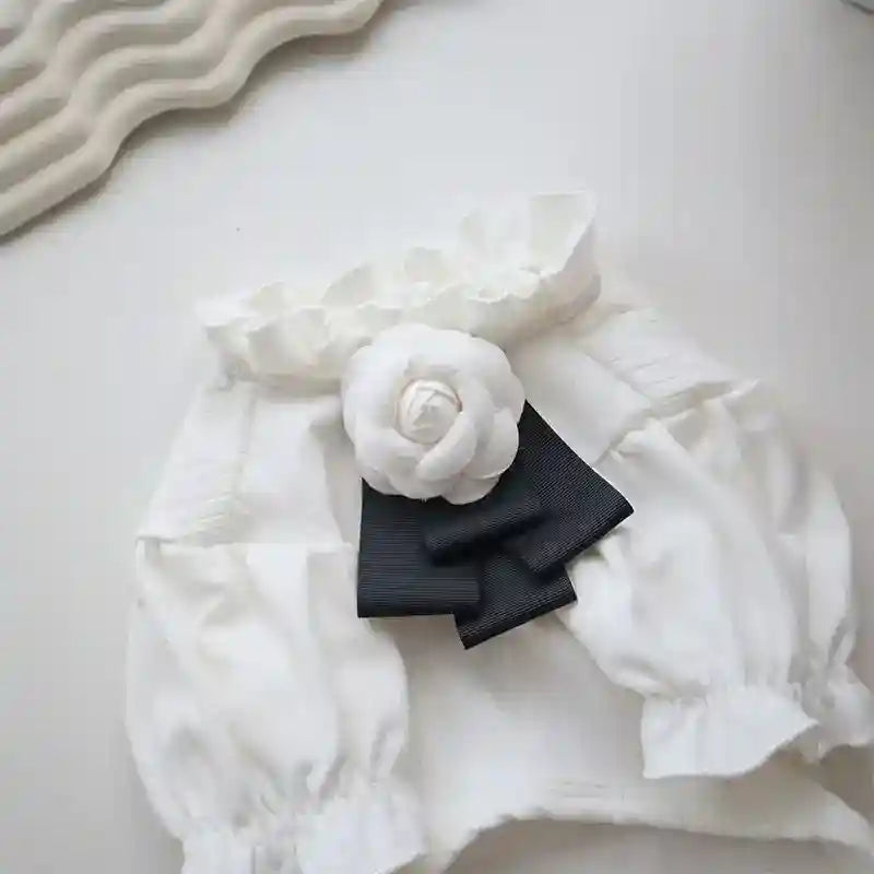 Maglia per Cani Camellia con Fiocchetto | T-shirt Princess Bianca by null